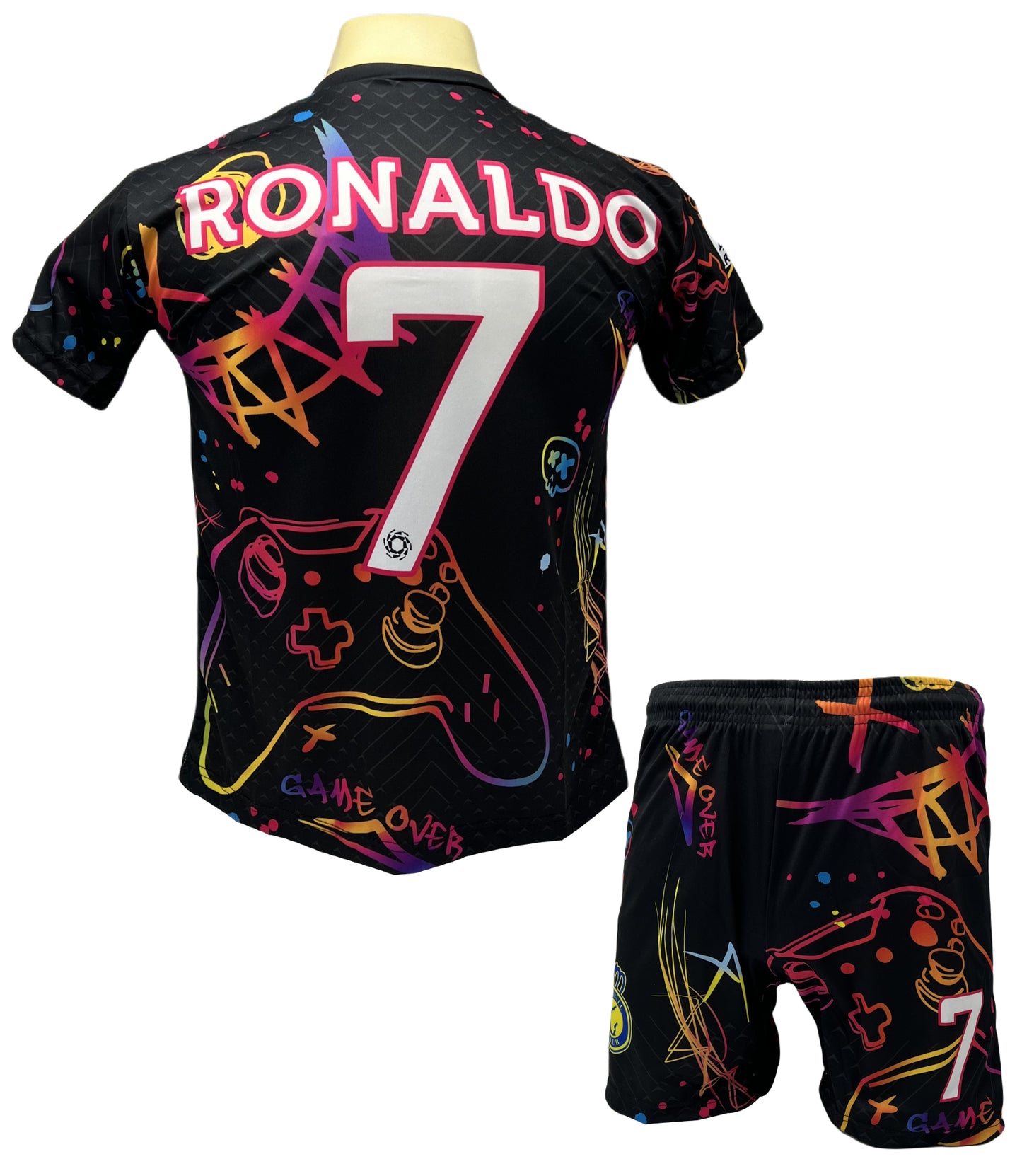 Ronaldo Al-Nassr voetbalshirt met broek - Gaming voetbaltenue Zwart