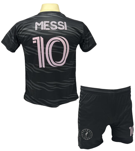 Messi Miami Voetbalshirt en Broekje Voetbaltenue Zwart - Inter Miami CF