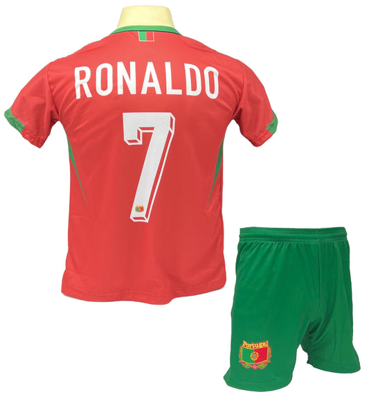 Cristiano Ronaldo CR7 voetbaltenue Portugal thuis - voetbalshirt + broekje set