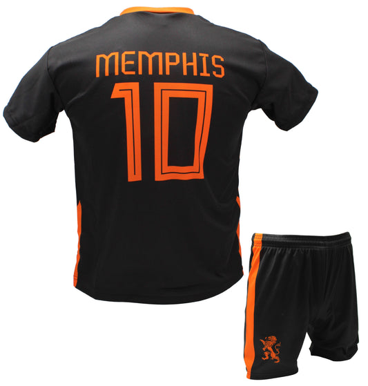 Memphis Depay Nederlands elftal uit tenue - voetbalshirt + broekje set zwart